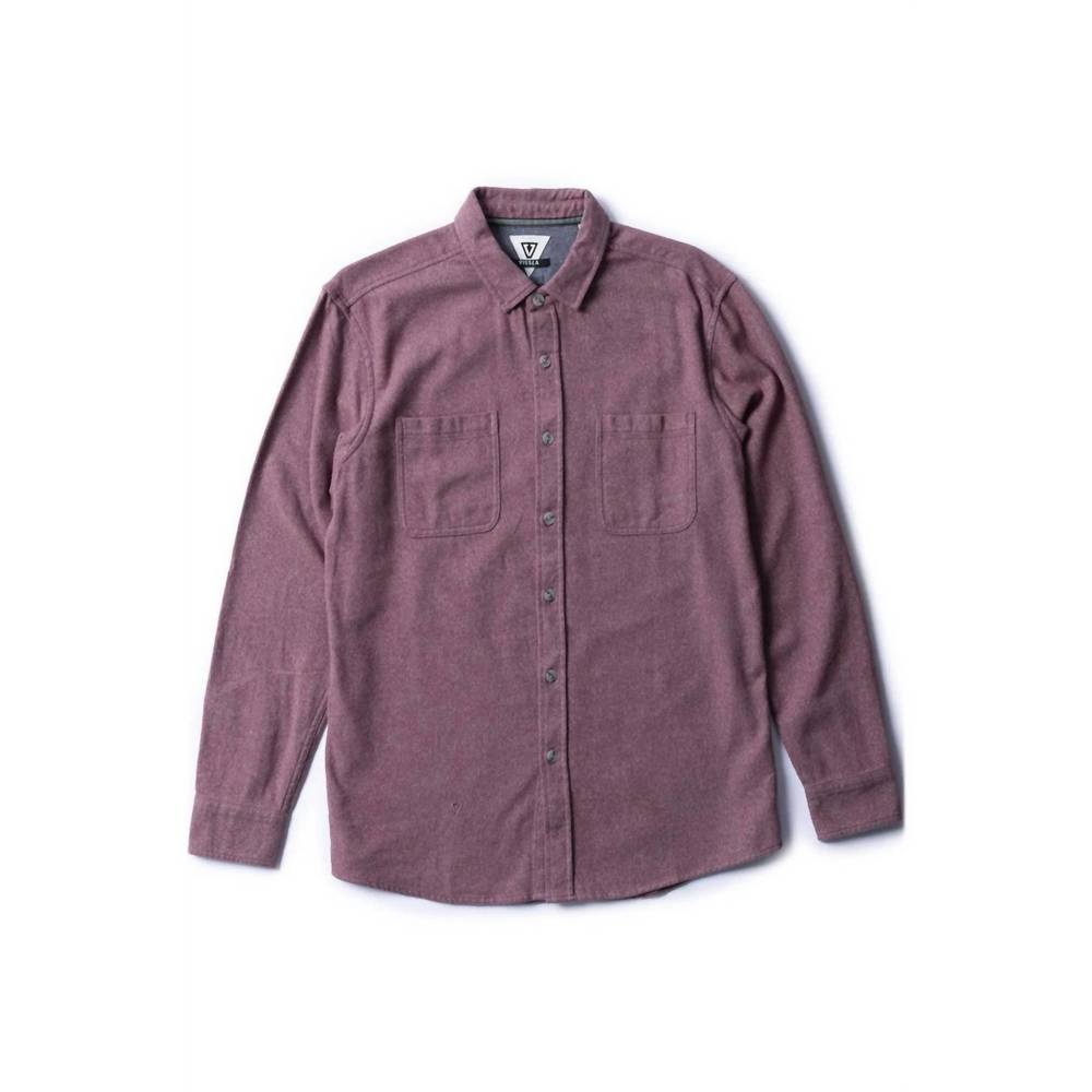 NEW VISSLA men's shaper eco flannel shirt in fig